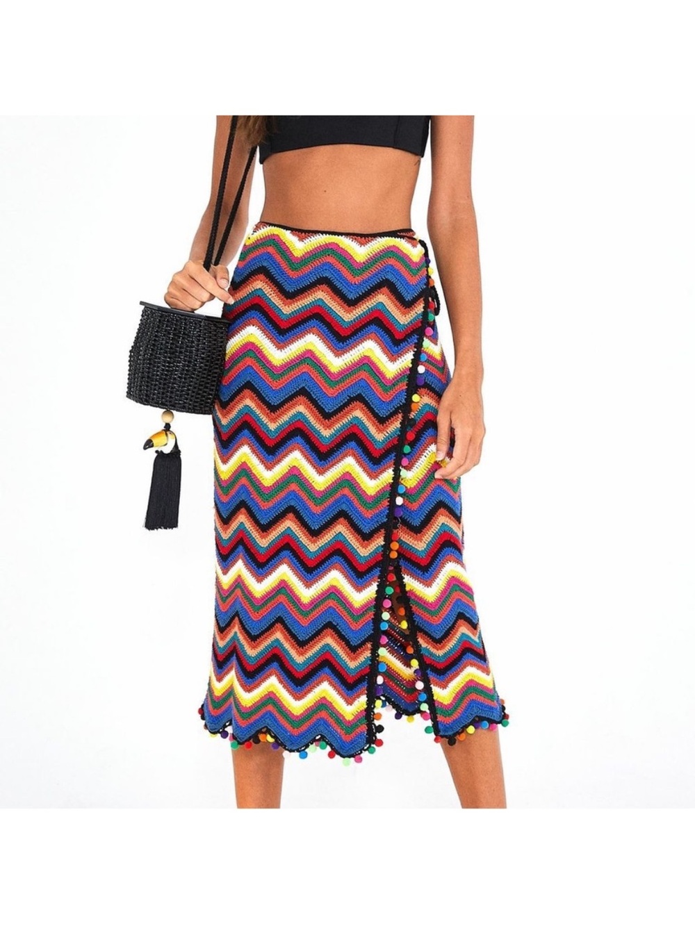Farm Rio Zigzag Crochet Wrap Skirt s
